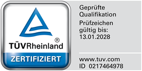 Prüfzeichen TÜV Rheinland, geprüfte Qualifikation, ID 0217464978